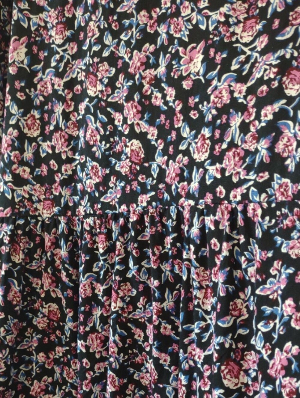 Woman Within 2X Floral Boho Tunic Berry Navy Long Sleeve Plus Size Cottagecore - Picture 8 of 9